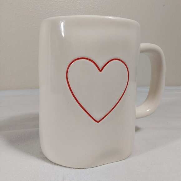 Rae Dunn Valentine's Day Two Hearts Large White Mug Red Interior - Perfect Cond - Picture 2 of 7